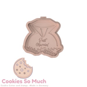 Diamond ring cookie debosser, just married cookie stamp, wedding cookie stamp, cookie stamp, fondant stamp