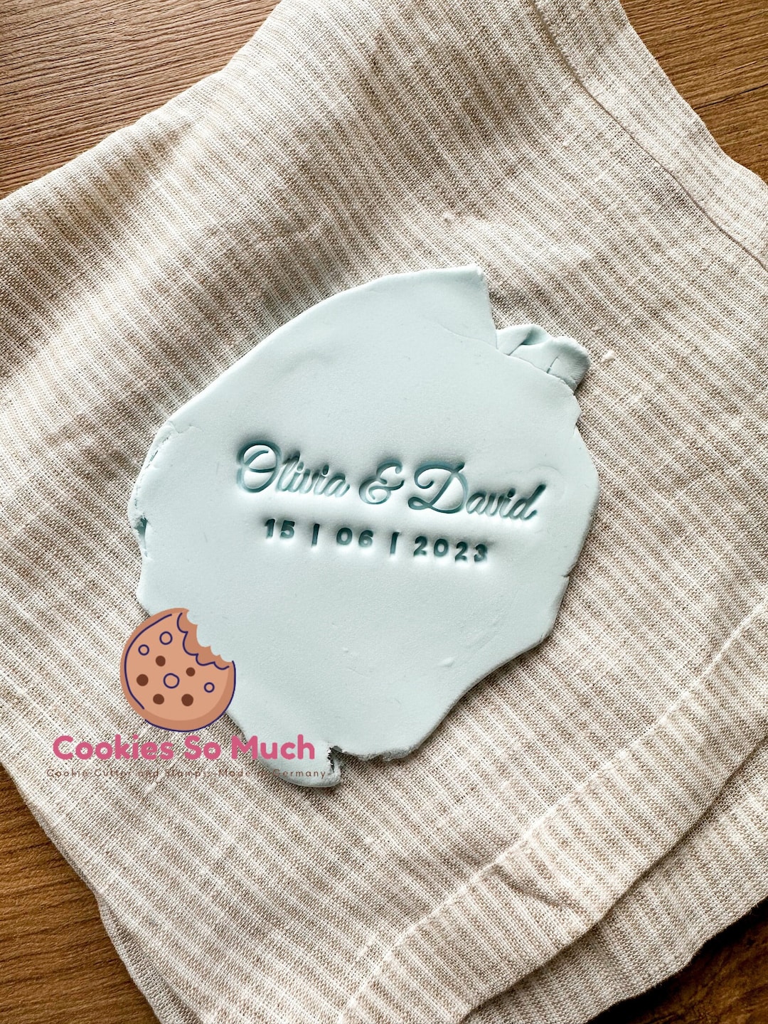 Custom Wedding Names With Date Cookie Stamp, Custom Cookie Stamp