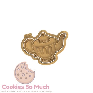 Teapot cookie stamp, teaparty cookie stamp cutter, baking cookie supplies, cookie stamp, cookie mold, cookie cutter, birthday cookie stamp