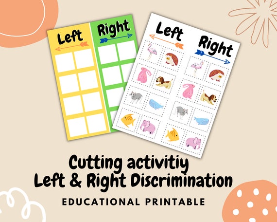 Learn left and right game | Scissor skills | Cutting worksheet | Educational printable | Preschool-KDG | Kid activity