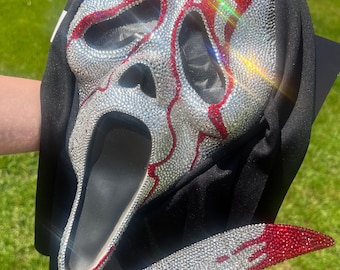 Bedazzled Scream GhostFace Mask With Knife