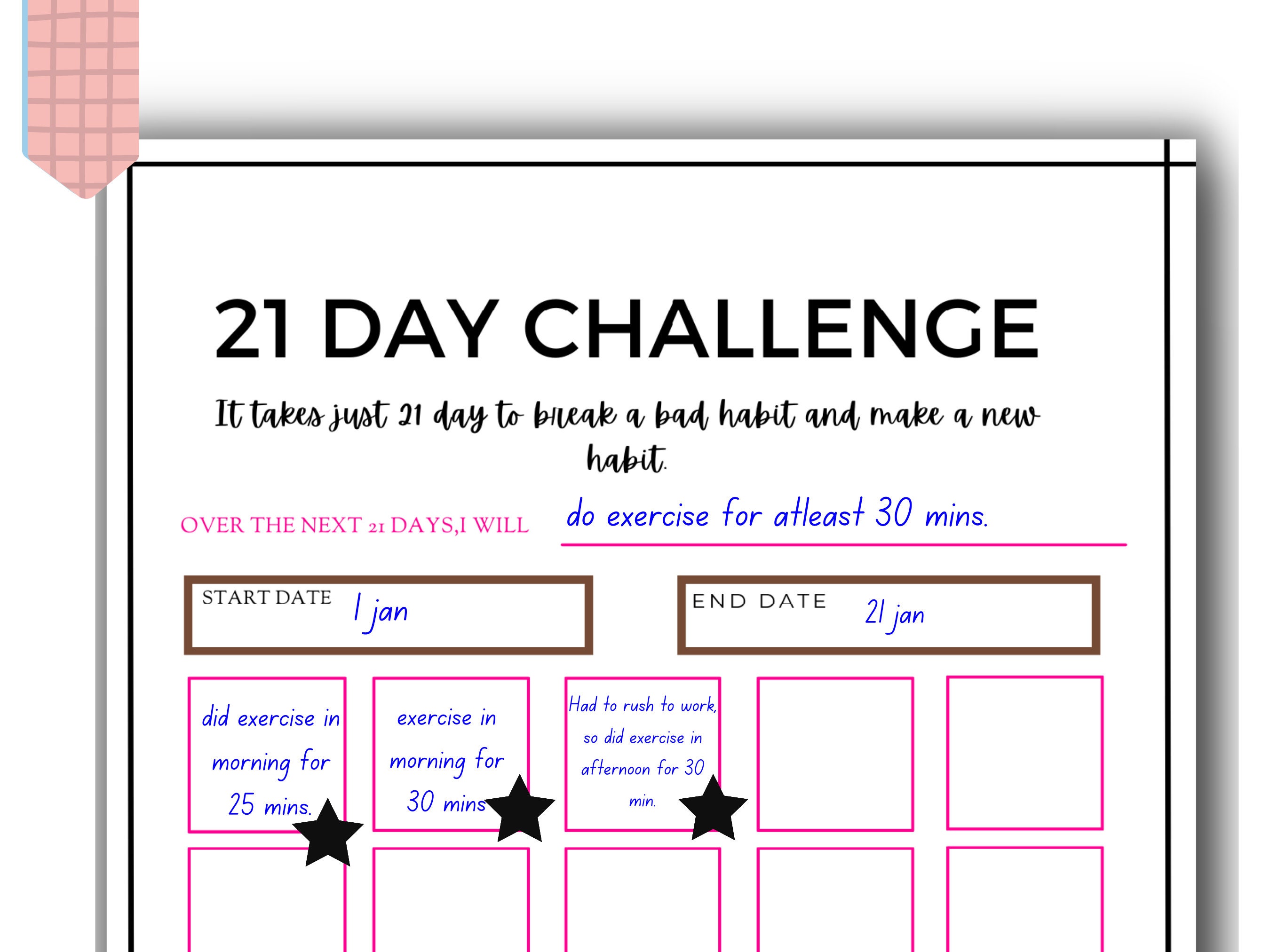 21 Day Challenge Printable Track Your Habits Planner New | Etsy