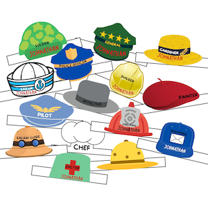 Cappello da lavoro personalizzato per bambini Corona di carta Costume da festa artigianale stampabile Compleanno Vestire Bambini Gioco di finzione Aiutanti della comunità Professione