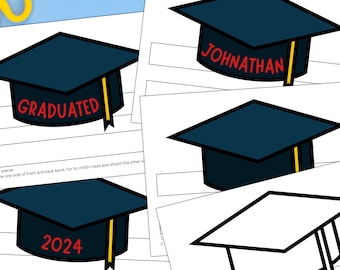 Corona de papel personalizada para birrete de graduación: Diadema imprimible (PDF)