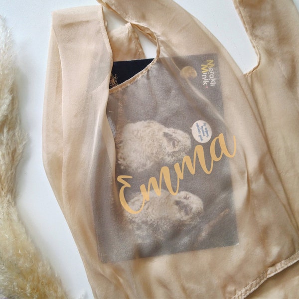 Silk organza bag Reusable grocery Sheer tote Natural Tulle fabric Eco shopper Personalised