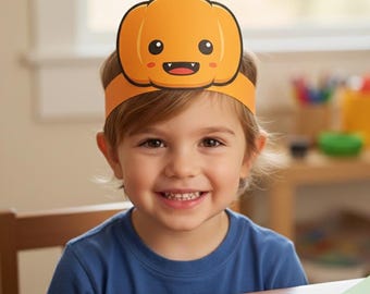 Sombrero de calabaza personalizado: Corona de papel de Halloween para niños (imprimible)