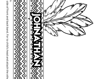 Sombrero de guerra de papel de los nativos americanos: Manualidad para colorear personalizada (PDF)