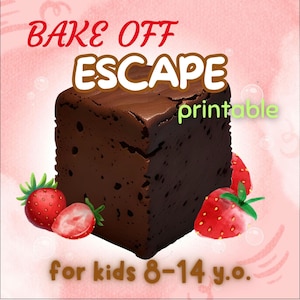 Juego de escape "Brownie Bake Off": Fiesta de cumpleaños infantil (Patrón PDF)