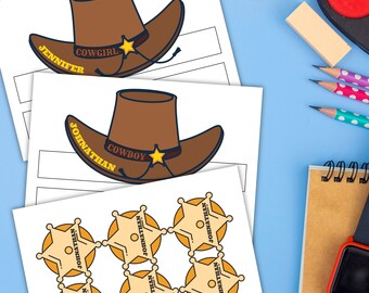 Sombrero de vaquero infantil personalizado: Diadema imprimible de fiesta del oeste (descarga digital)