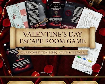 Juego de fiesta de San Valentín: Concurso de Escape Room para parejas / LGBTQ / Cita en casa (Imprimible)