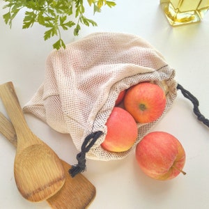Cotton mesh bags Reusable Produce bags Double drawstring bags Grocery net Sustainable shopping bags