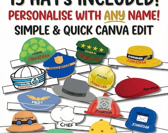 Sombreros de trabajo personalizados para niños: Coronas de papel imprimibles (PDF)