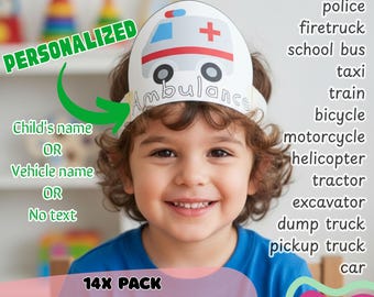 Sombreros de vehículos para niños: Corona de papel de transporte, manualidad imprimible, juego de simulación (descarga en PDF)