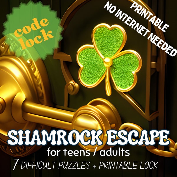 St Patrick Escape room Difficult escape with a code lock At home game for Teens and Adults Escape fun game Saint Patrick party activity