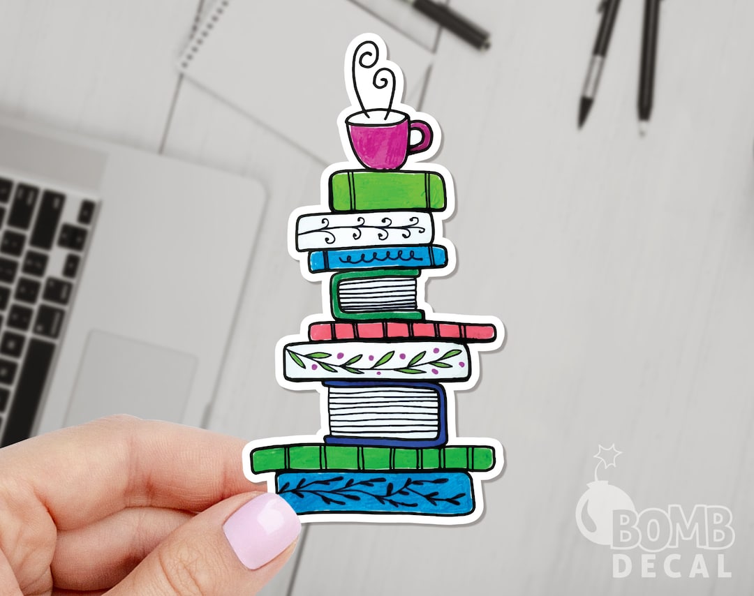 Books and Coffee Vinyl Sticker: Laptop, Journal Decal - Etsy