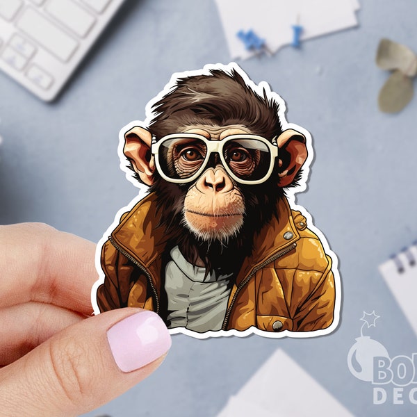 Monkey Sticker, Monkey With Hoody Sticker, Cool Monkey Sticker, Car Sticker, Macbook Sticker, Laptop Sticker