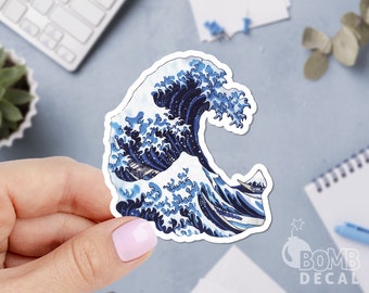 Great Wave Sticker, Hokusai Kanagawa Stickers, Japanese Wave Sticker, Sea Sticker, Water Sticker, Ocean Sticker, Laptop Sticker