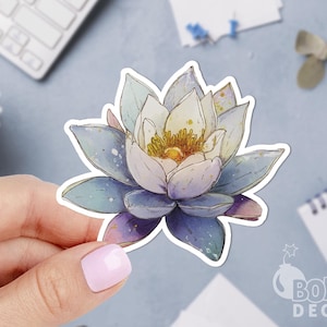 Watercolor Lotus Flower Sticker: Nature, Yoga, Laptop Decal