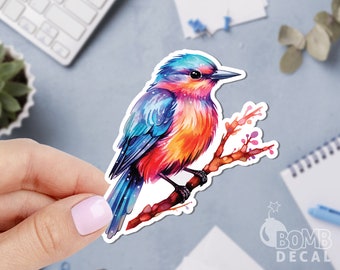 Watercolor Bird Sticker: Vinyl Laptop Decal