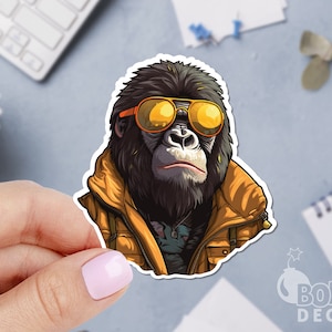 Gorilla Sticker, Monkey Sticker, Gorilla With Hoody Sticker, Cool Gorilla Sticker, Car Sticker, Macbook Sticker, Laptop Sticker