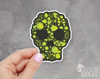 Floral Skull Sticker, Skull Sticker, Floral Sticker, Cool Sticker, Scary Cute Sticker, Ipad Sticker, Macbook Sticker, Cool Laptop Sticker
