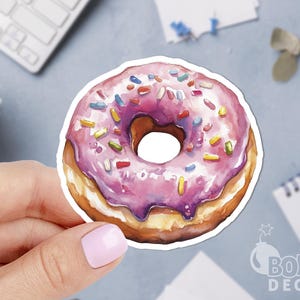 Watercolor Donut Sticker: Foodie Laptop Decal