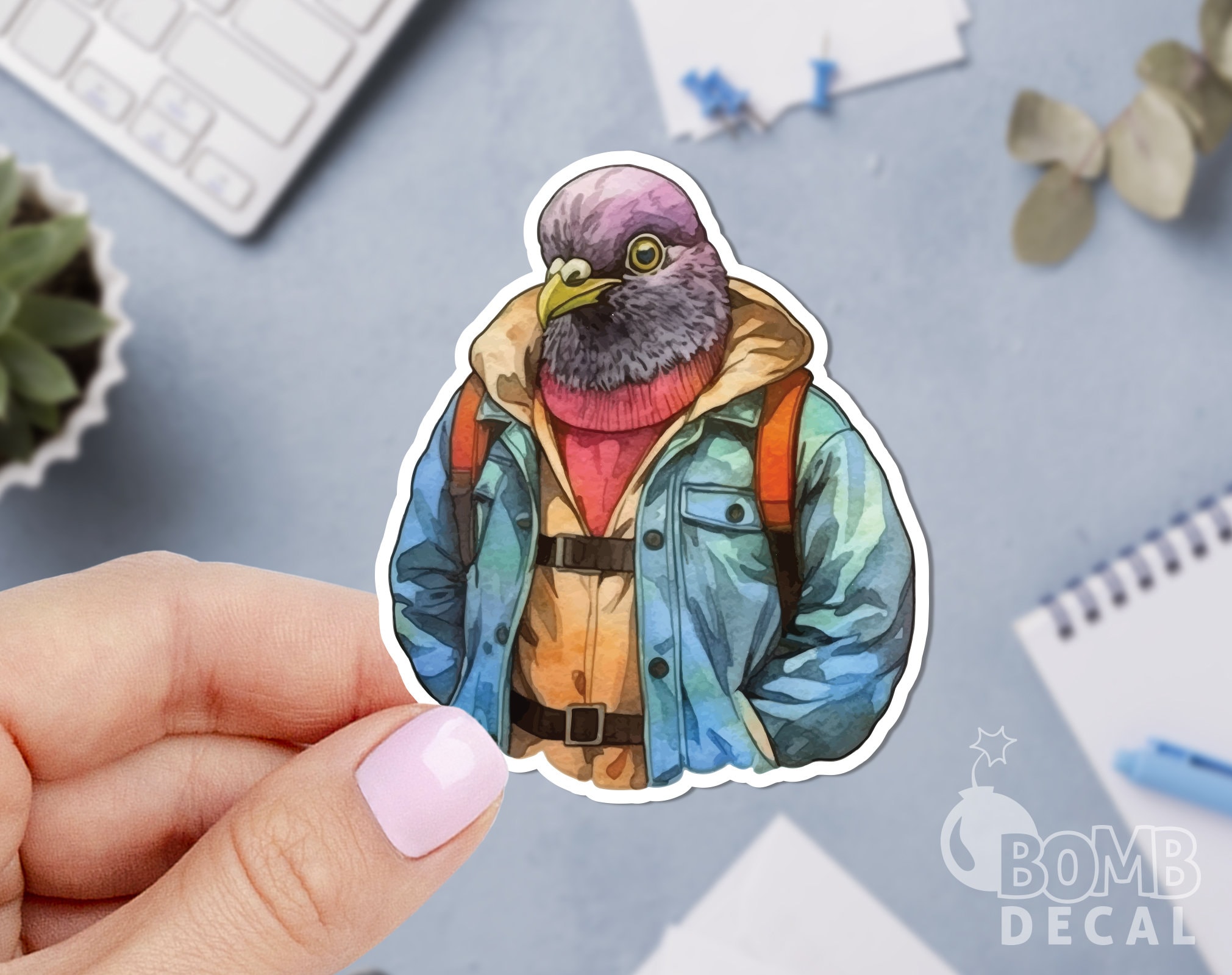 Pigeon Sticker, Bird Decal, Animal Sticker, Watercolor Sticker ...