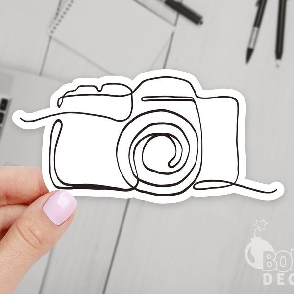 Camera Line Sticker, Camera Sticker, Photography Sticker, Line Art Sticker, Photos Sticker Snap Sticker, Laptop Sticker, Mackbook Sticker