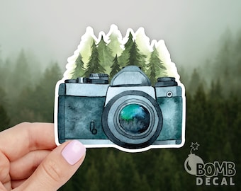 Camera Sticker, Watercolor Sticker, Photograph Sticker, Film Sticker, Laptop Sticker