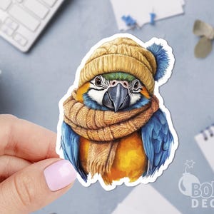 Cute Parrot Sticker, Ara Sticker, Yellow Macaw Sticker, Bird Sticker, Animal Sticker, Watercolor Sticker, Waterproof Sticker, Laptop Sticker
