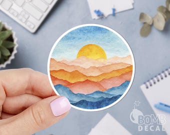 Sunrise Mountain Sticker: Nature Laptop Decal