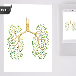 Tree Lungs Watercolor Print: Anatomy Art (Digital Download)