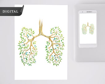 Tree Lungs Watercolor Print: Anatomy Art (Digital Download)