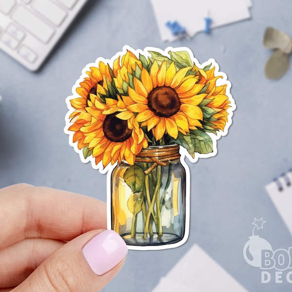 Sunflowers In Jar Sticker, Beautiful Sticker, Flower Sticker, Floral Sticker, Macbook Sticker, Laptop Sticker, iPad Sticker