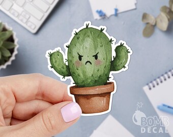 Angry Plant Sticker: Cacti Laptop Decal