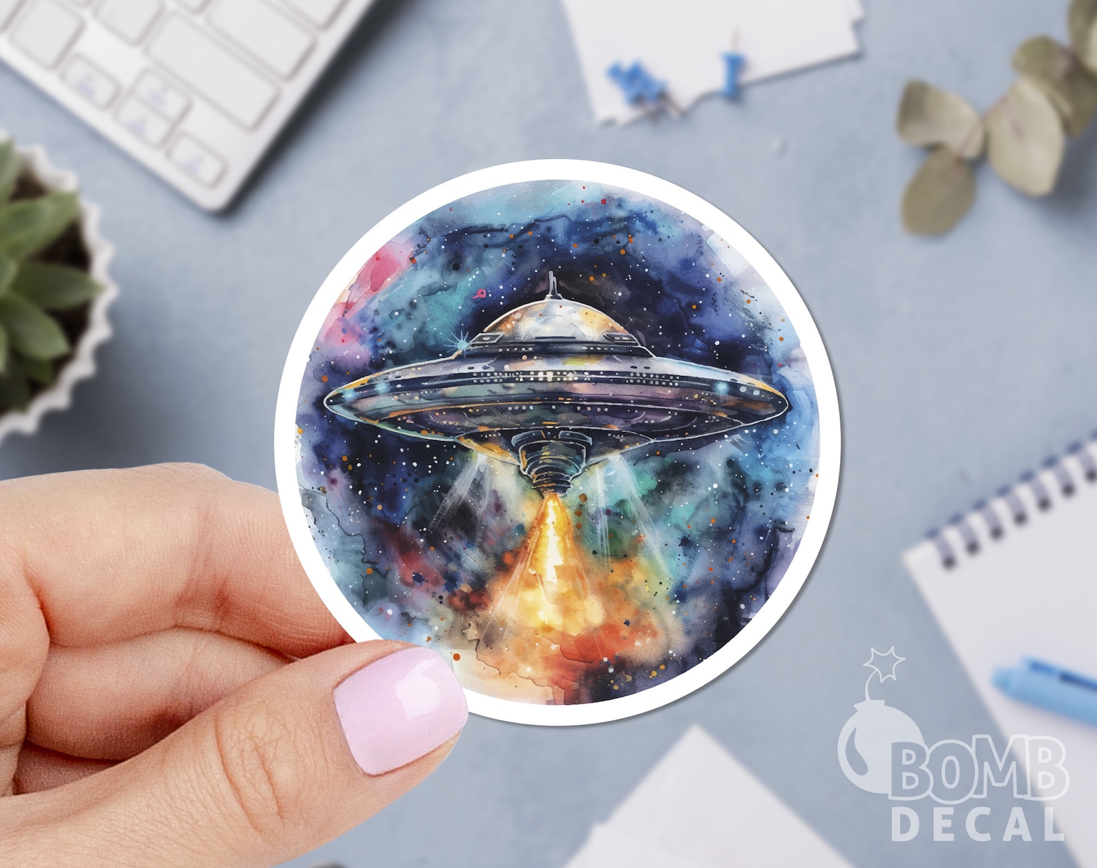 Stratosphere Sticker UFO Sticker, Space Sticker, Watercolor Sticker, Explore Sticker, Sky ...