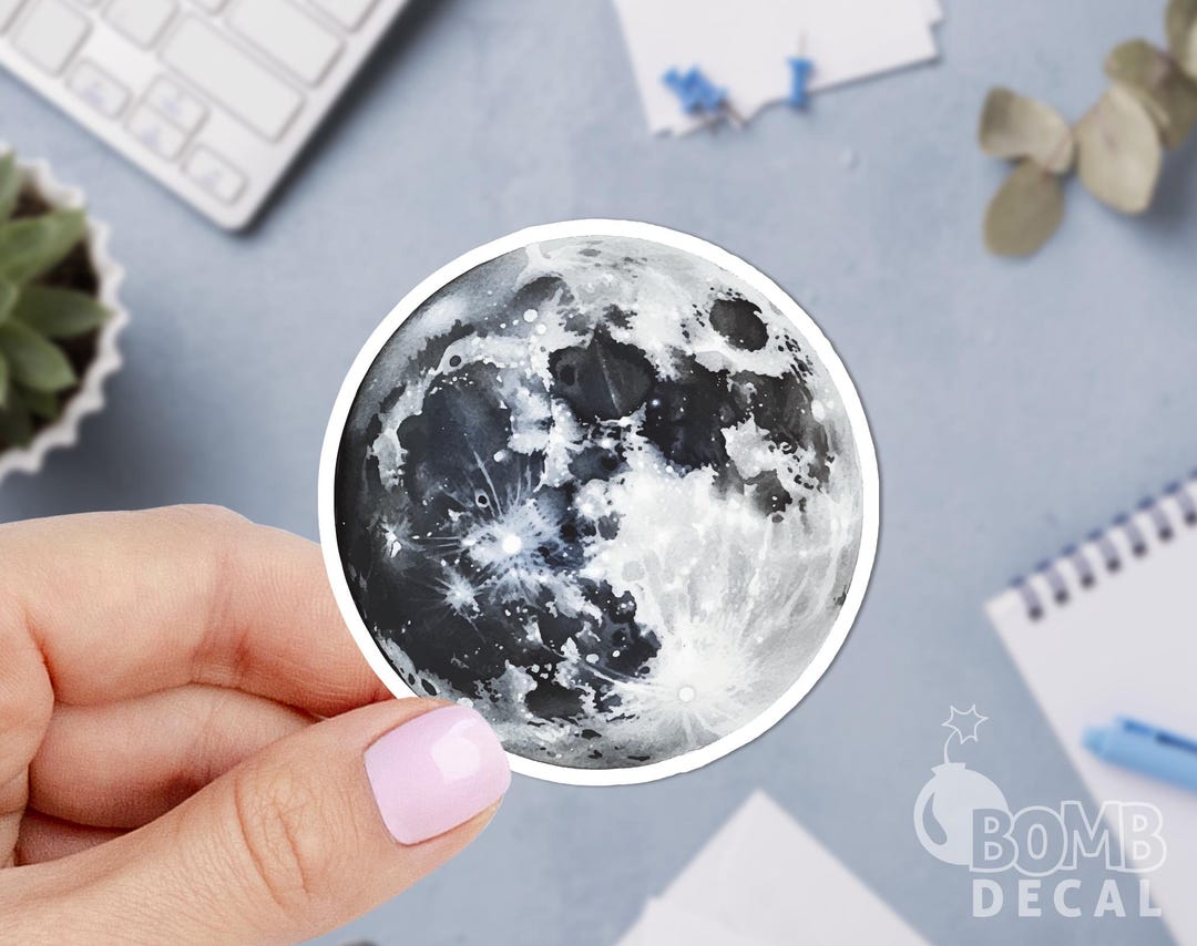 Full Moon Sticker, Moon Decal, Planet Sticker, Space Sticker, Cosmic ...