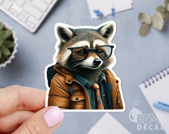 Smart Racoon Sticker With Glasses Sticker Racoon With - Denmark