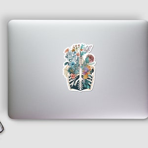 Floral Rib Anatomy Vinyl Sticker: Medical Laptop Decal bild 2