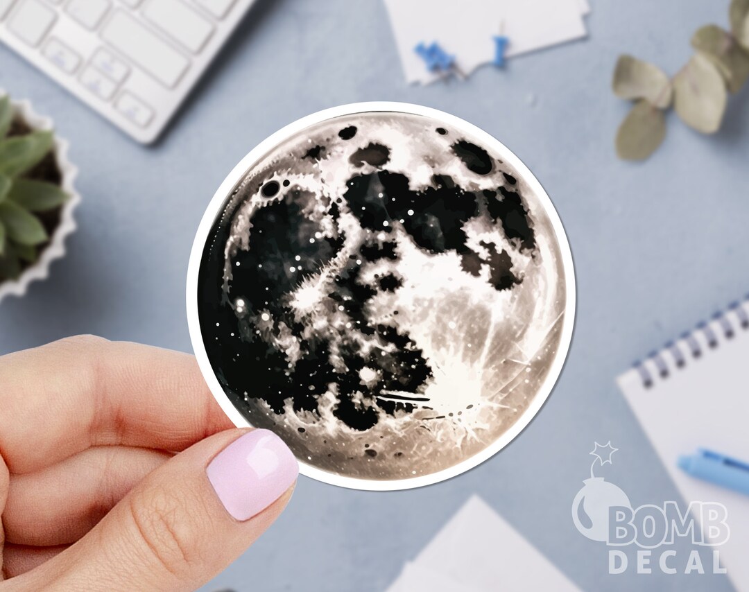 Moon Sticker, Full Moon Sticker, Planet Sticker, Space Sticker, Cosmic ...