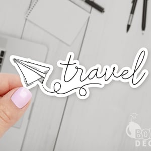 Travel Sticker: Airplane Line Art, Laptop Decal