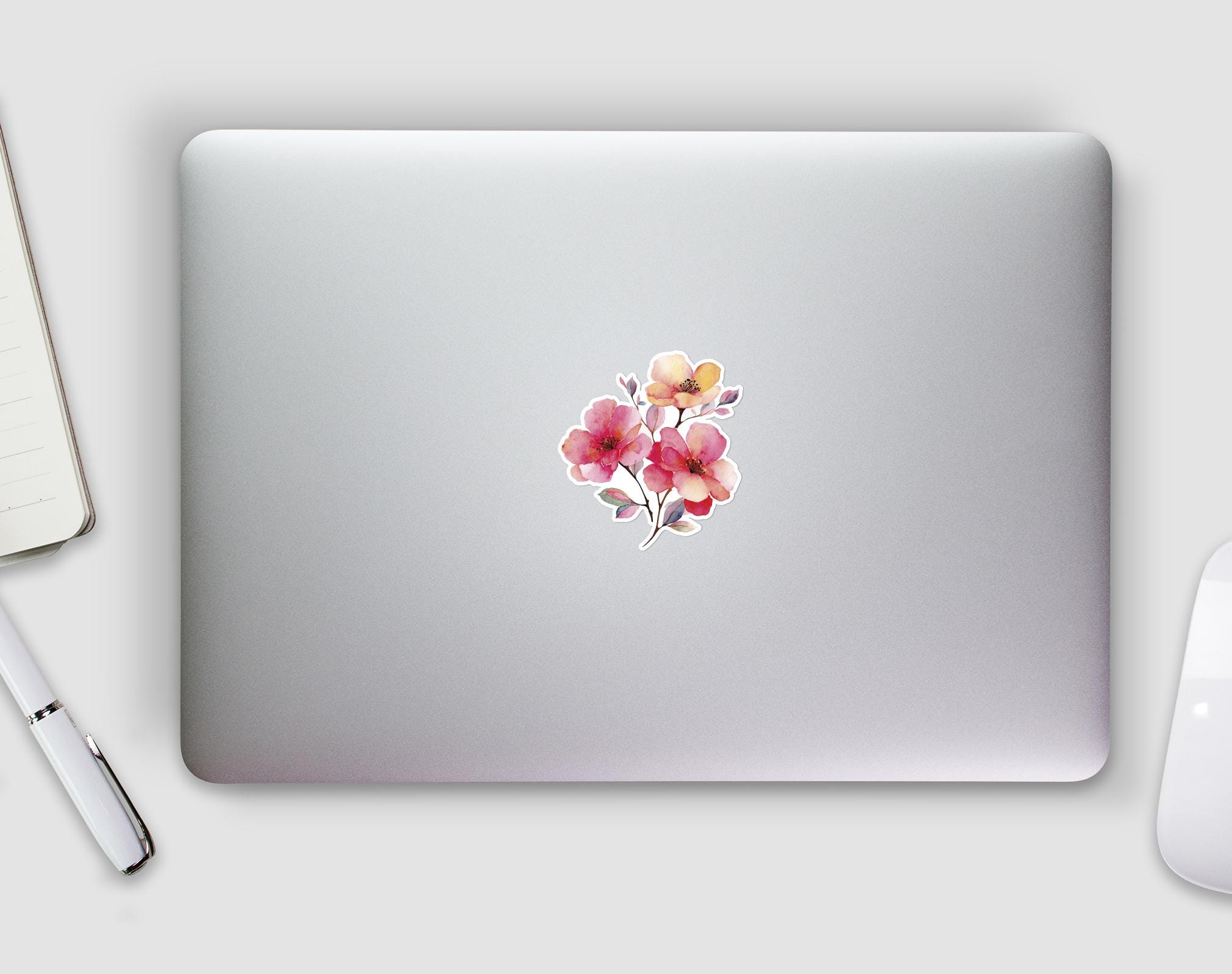 Watercolor Flower Sticker: Waterproof Vinyl Decal for Laptop, Journal ...