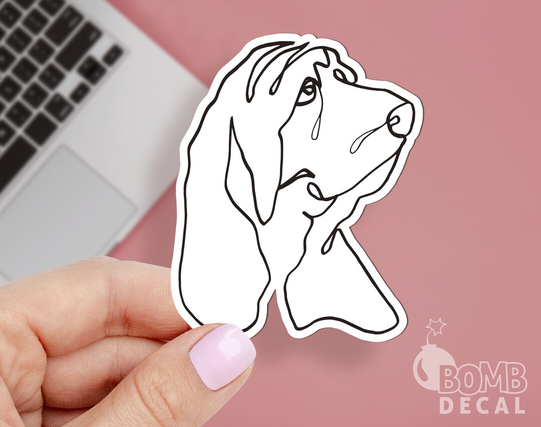 Line Dog Stickers Basset Hound Dog Sticker, Line Art Dog Sticker, Dog Lover Sticker ...