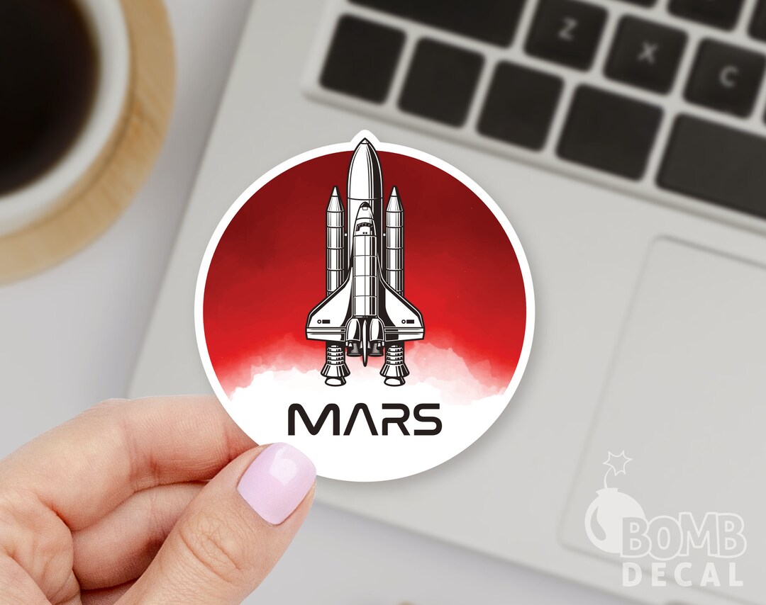 Mars Spaceship Vinyl Sticker: Solar System Rocket Decal - Etsy