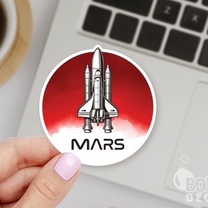 Mars Spaceship Sticker, Mars Sticker, Spaceship Sticker, Rocket To Mars Sticker, Planet Sticker, Solar System Sticker, Mars Miles Sticker