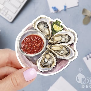 Oysters Hot Sauce Sticker, Food Sticker, Watercolor Sticker, Laptop Sticker
