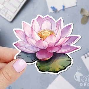 Watercolor Lotus Flower Sticker: Nature Yoga Floral Decal