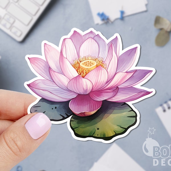 Lotus Flower Sticker, Nature Sticker, Watercolor Sticker, Yoga Sticker, Floral Sticker, iPad Sticker, Laptop Sticker