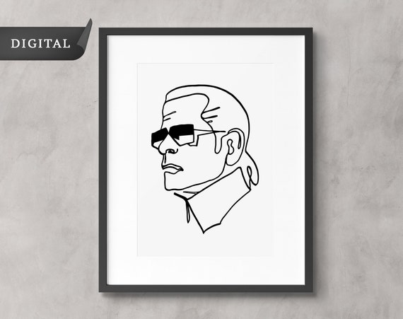 Karl Lagerfeld Line Art Digital Illustration Portrait SVG Fashion Icons Print Line Art Drawing Instant Download Printable Wall Art Etsy
