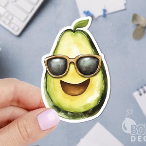 Avocado Sunglasses Sticker, Food Sticker, Vegan Sticker, Funny Sticker, Guacamole Sticker, Mackbook Sticker, Laptop Stickers